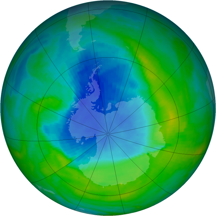 Antarctic ozone map for 06 December 1990